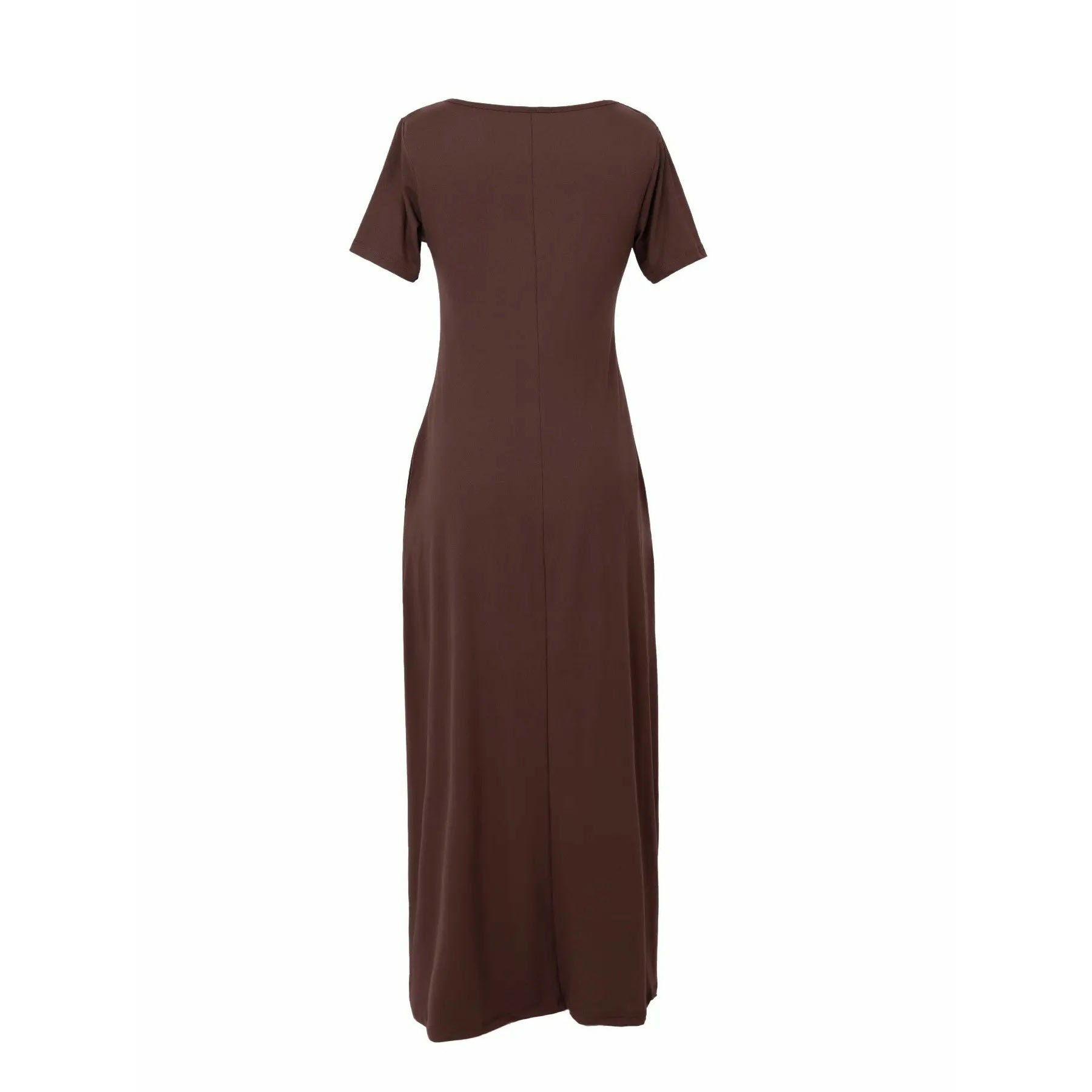 Women's Soft Fitted Lounge Dress with Pockets – Short Sleeve Casual Sleepwear