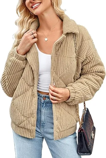 Women's Bomber Jacket With Zip Up Long Sleeve Coat