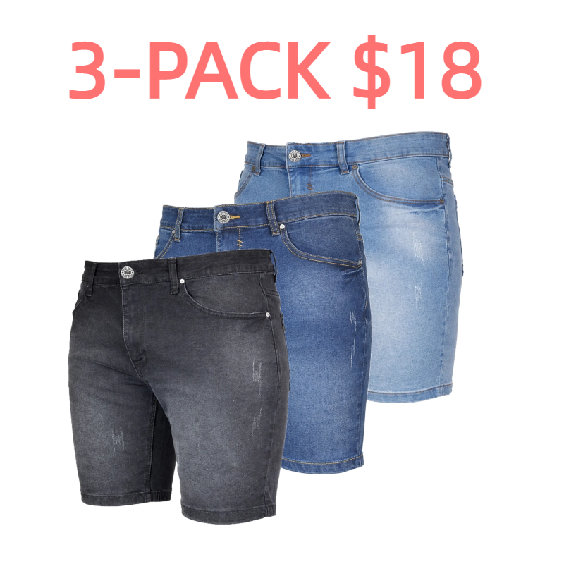 Mens 3 Pack Classic Jean Shorts with Multiple Styles