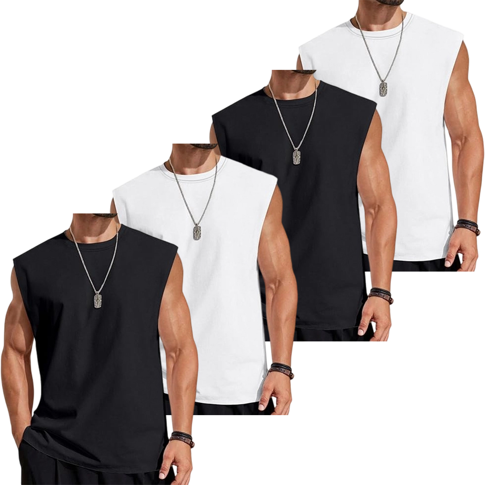 Men's Solid Color Round Neck Tank Top, Loose Casual Comfy Classic Crew Neck Sleeveless Top for Summer