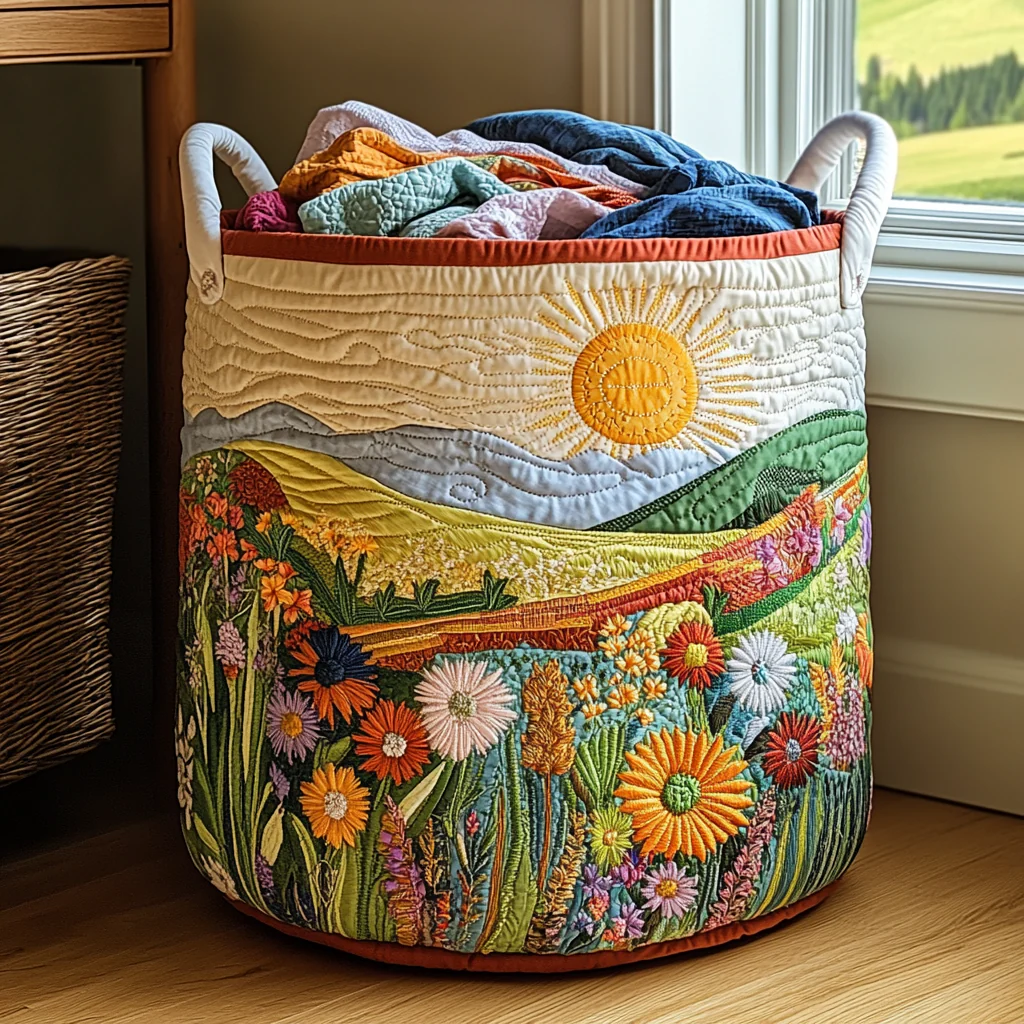Sunshine  Quilted Laundry Basket – 2026 New 3D Textured Craft Design
