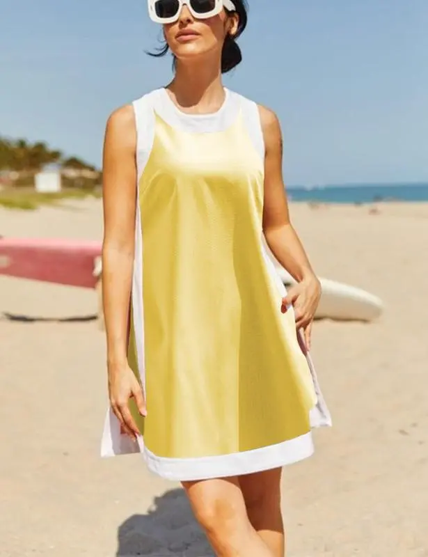 Women's Casual Two Piece Sets Color Block Crewneck Matching Shorts