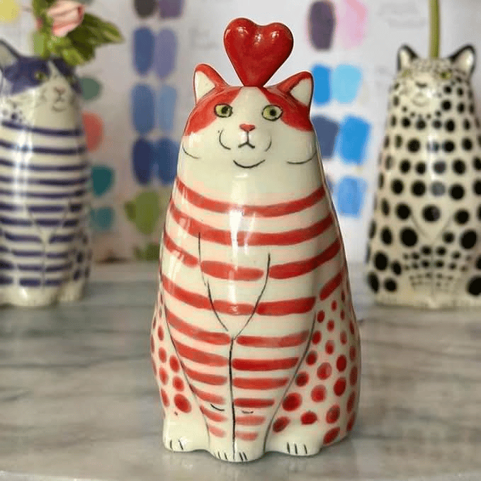 Hand-Painted Cat Vase Collection