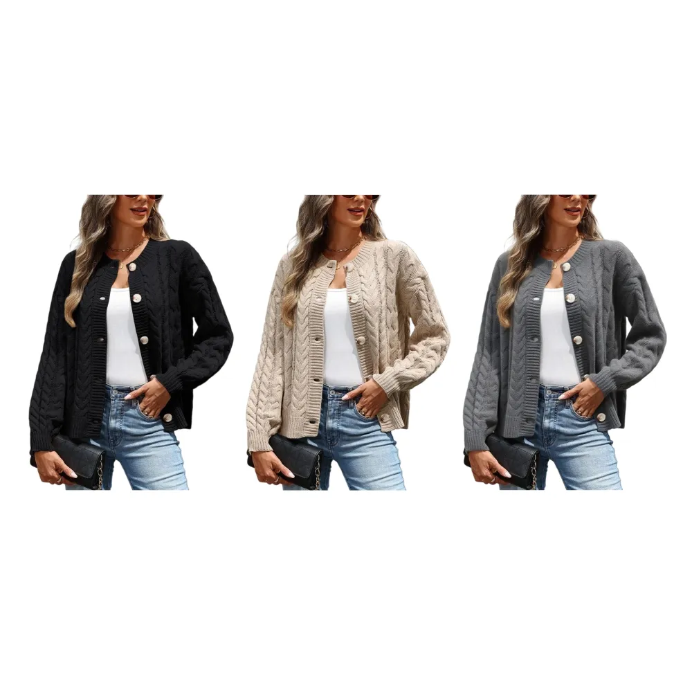 Casual Cable Knit Cardigan Sweaters for Women
