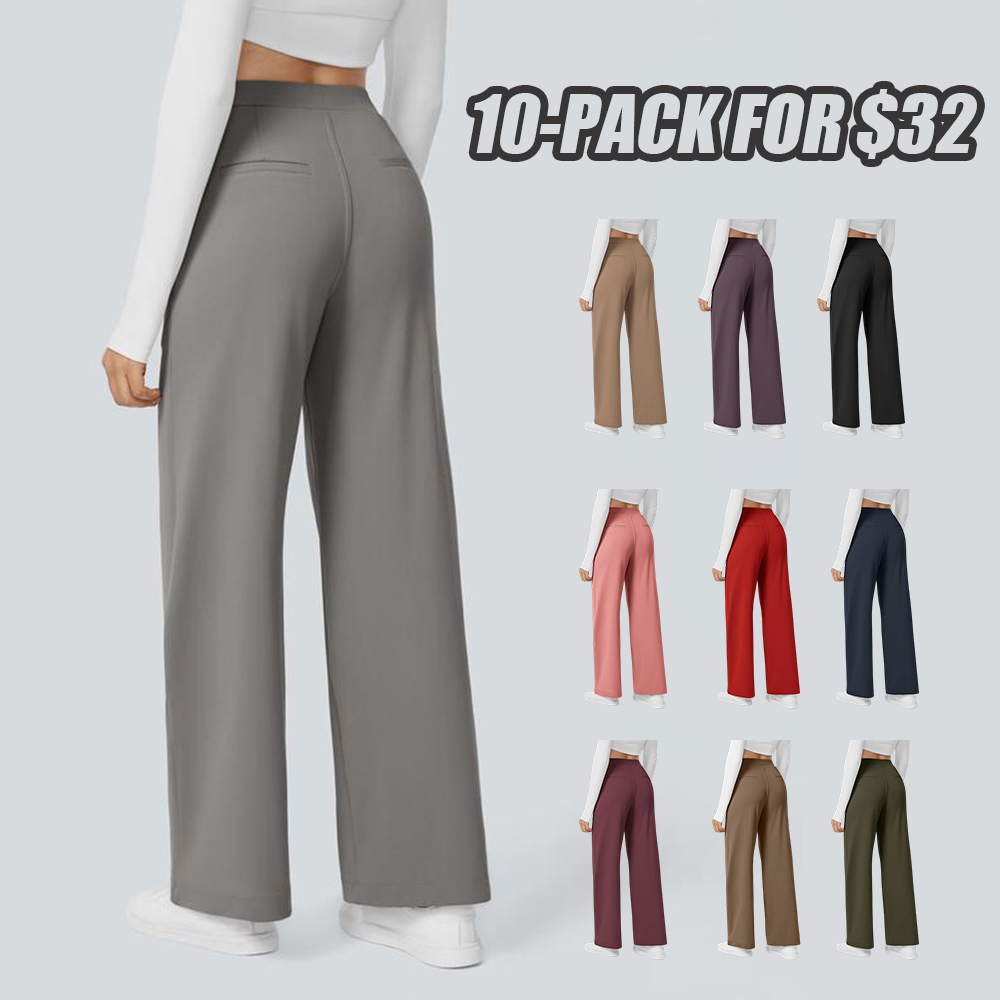 🔥Last Day Promotion!🔥Women High Waisted Pocket Straight Leg Work Pants