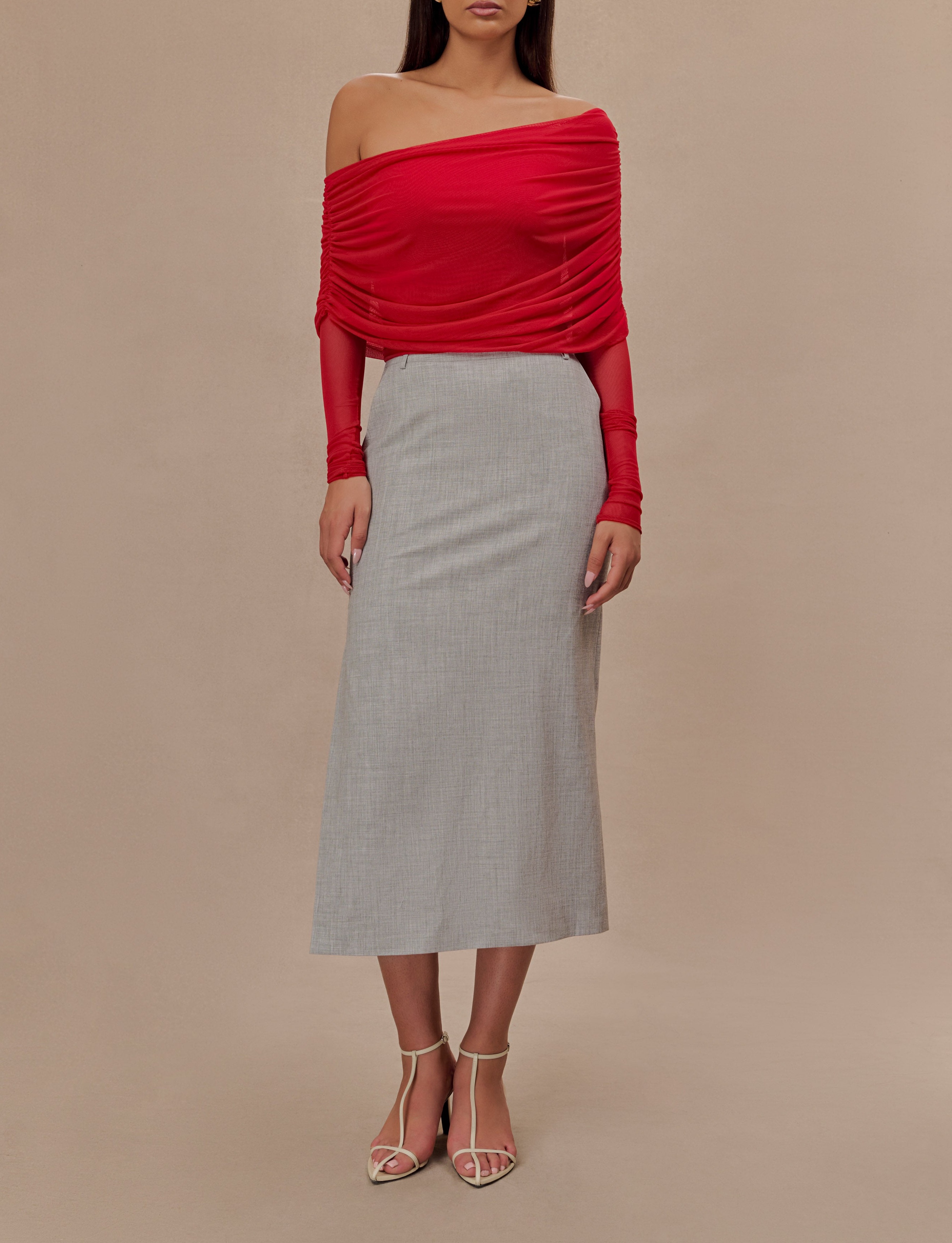 Ruby Sheer Mesh Off Shoulder Top