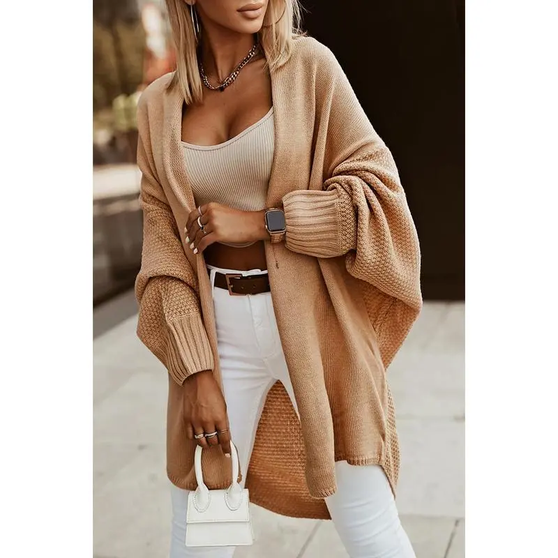 Women's Fall Cardigans Open Front Batwing Sleeve Knit Oversized Long Cardigan Sweaters