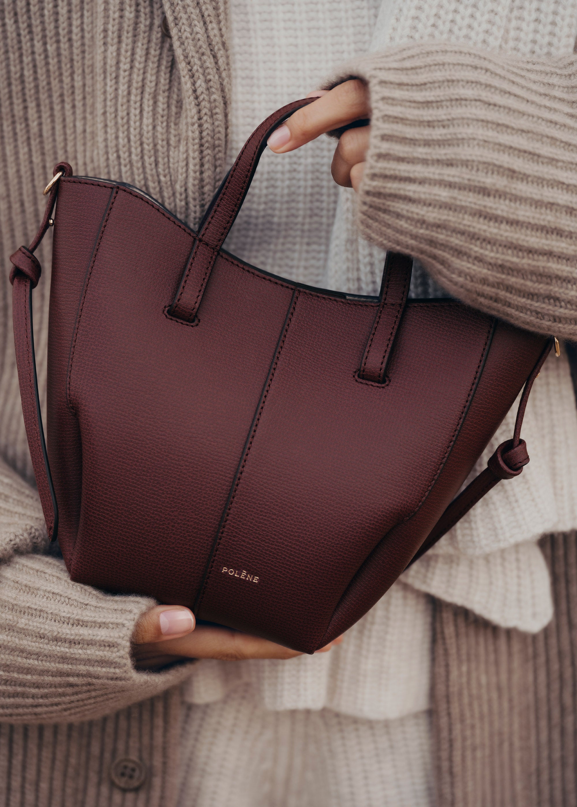 Cyme Tote Nano - Textured Black Cherry Clearance sale