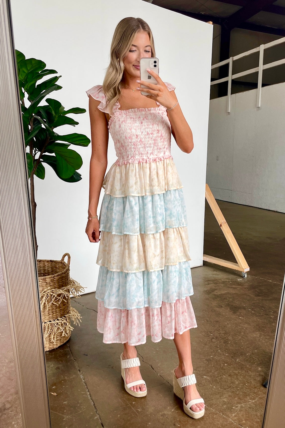 Two Tone Tiered Smocked Dress