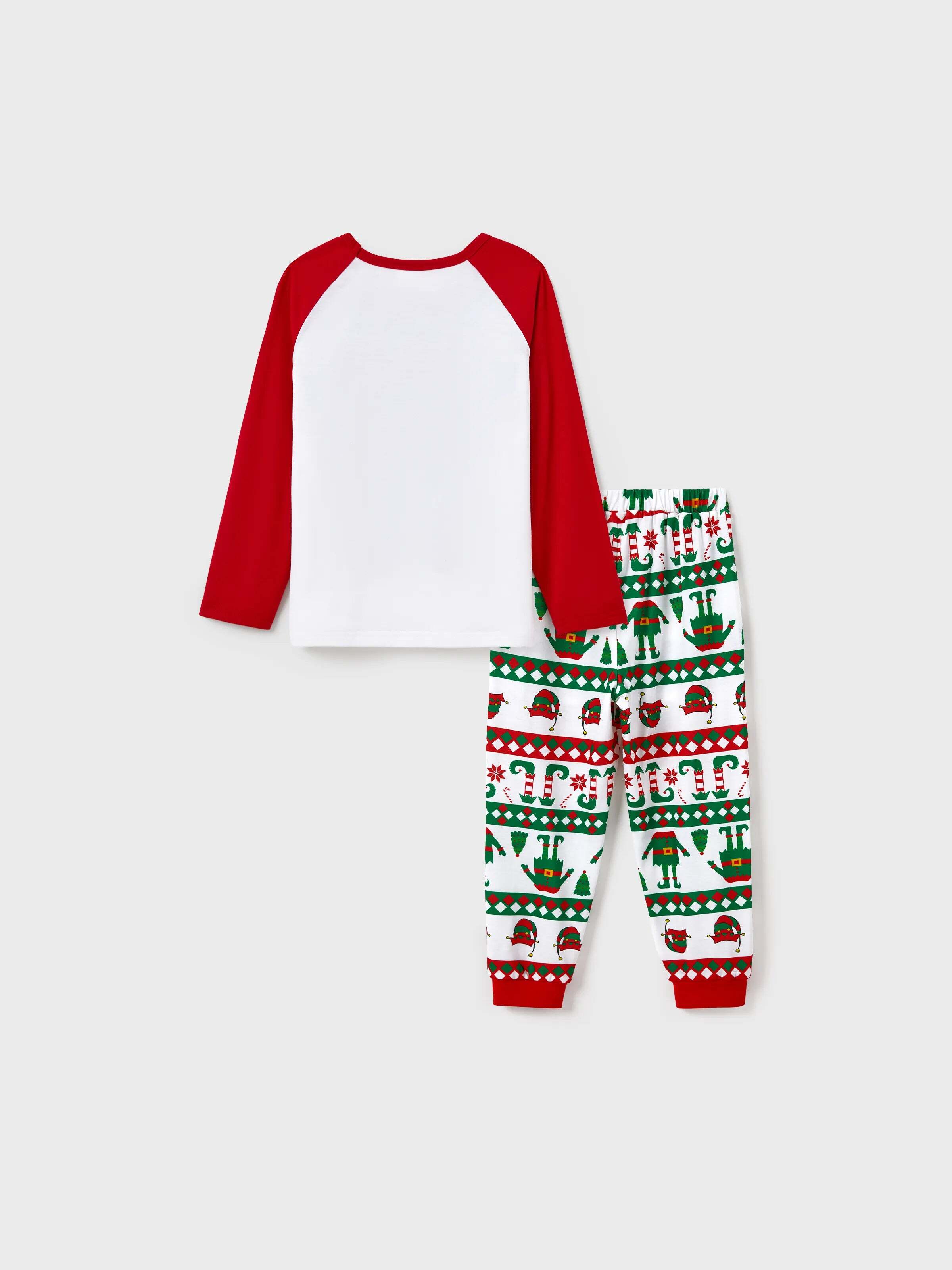 Christmas Matching Family Pajamas Set Christmas Elf Print PJS with Christmas Socks Red
