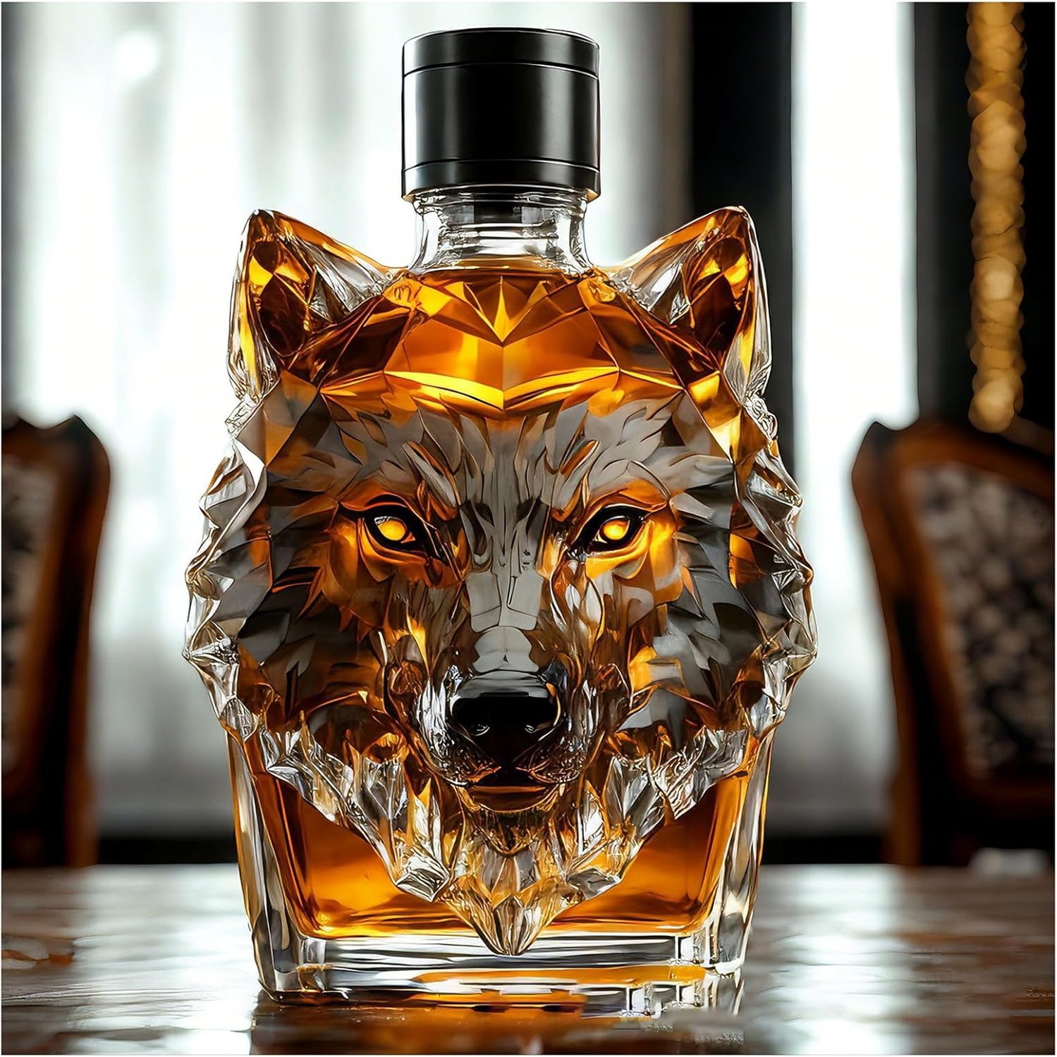 Limited Edition Howl's Haven: Wolf - Crested Whiskey Bottle