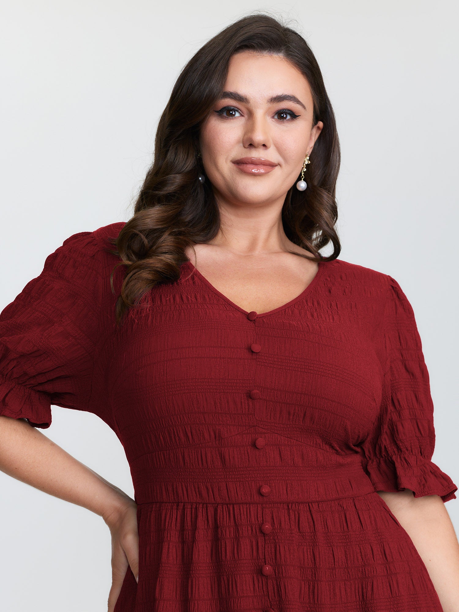 Textured Triangular Cinched-Waist Tiered Maxi Dress