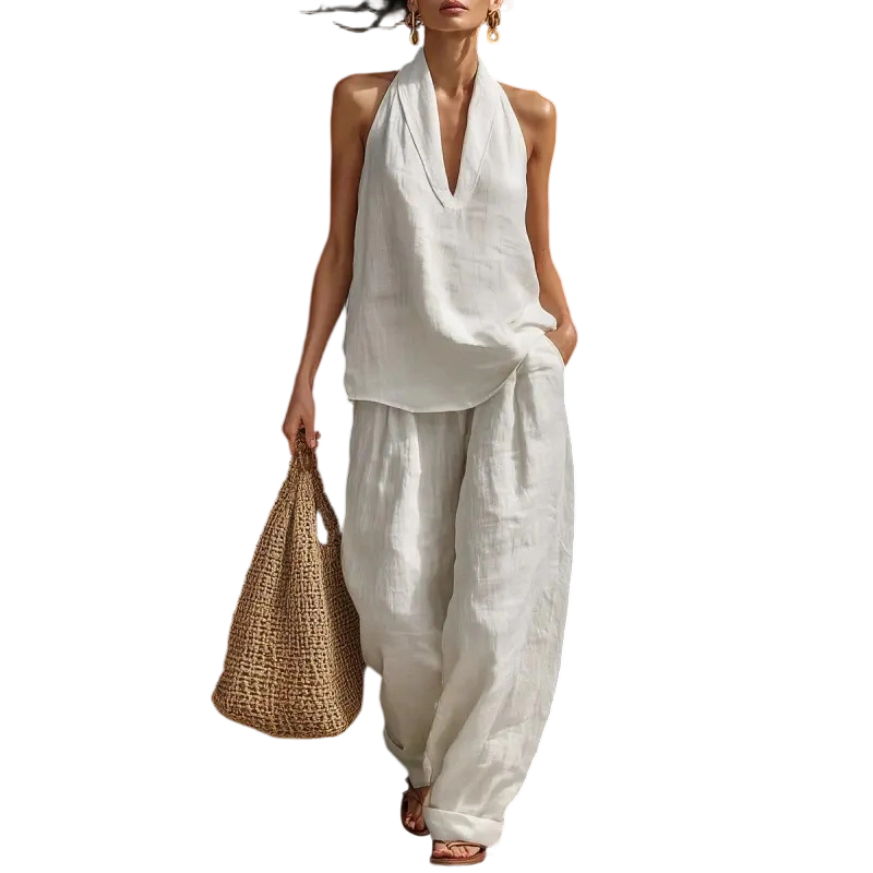 Women's Boho Linen Two-Piece Set
