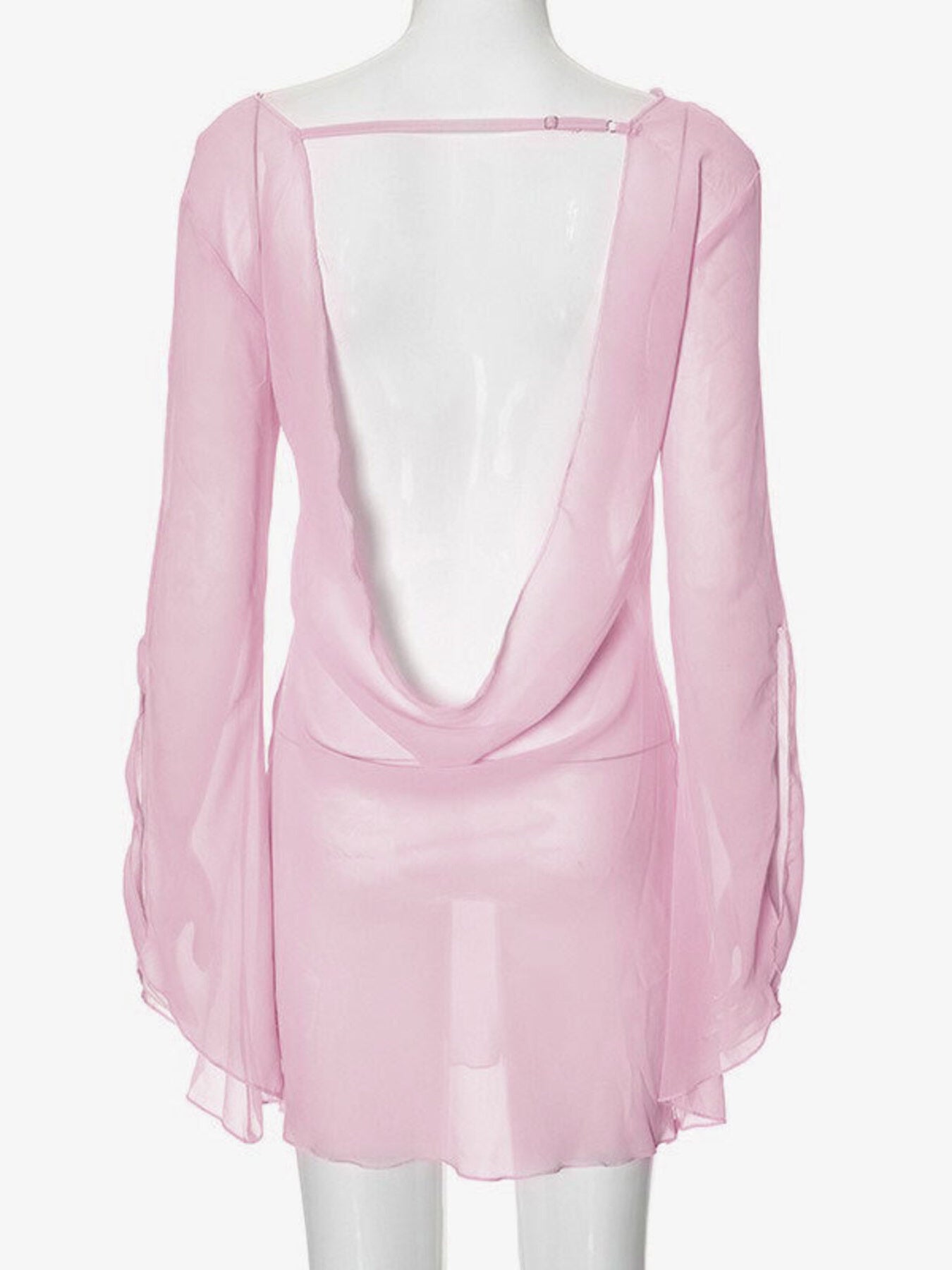 Sheer Chiffon Plunge Mini Dress