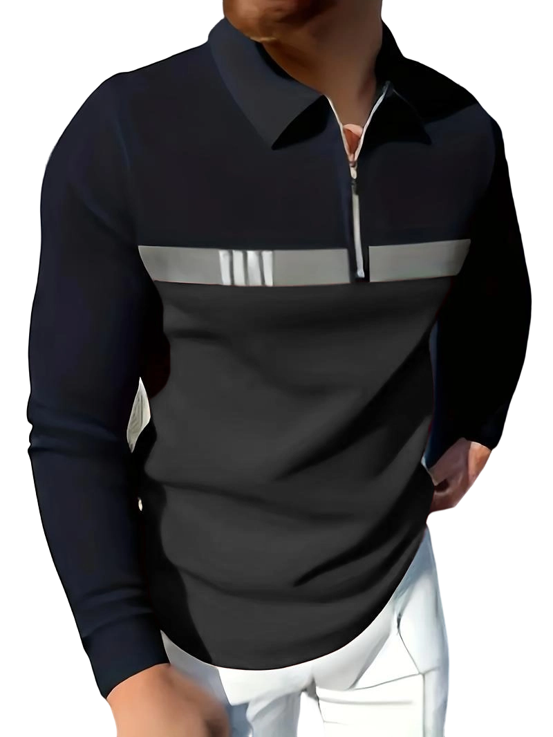 Men's fashionable stand up collar long sleeved zipper collar shirt