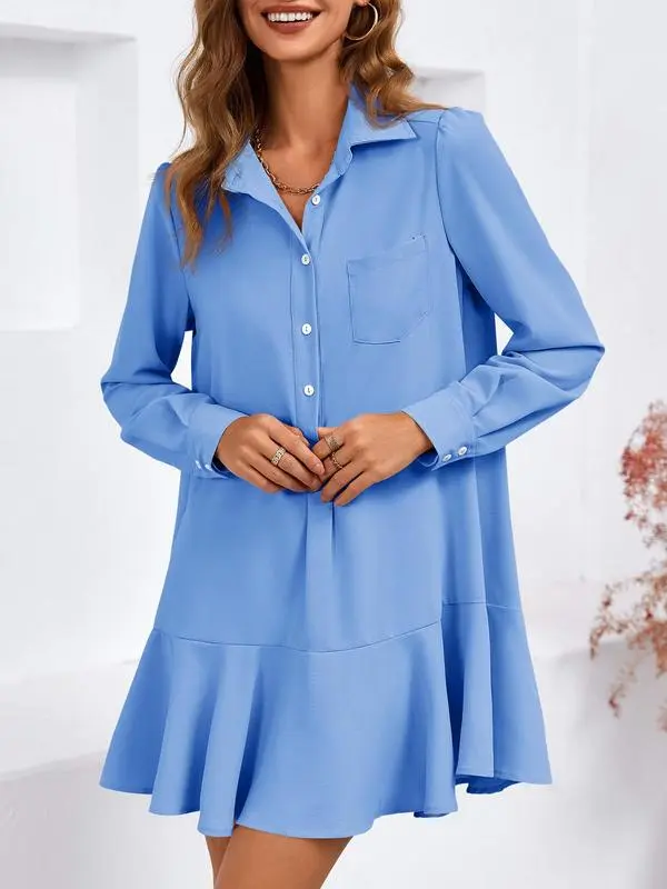 Womens Casual Button Down Shirt Dress