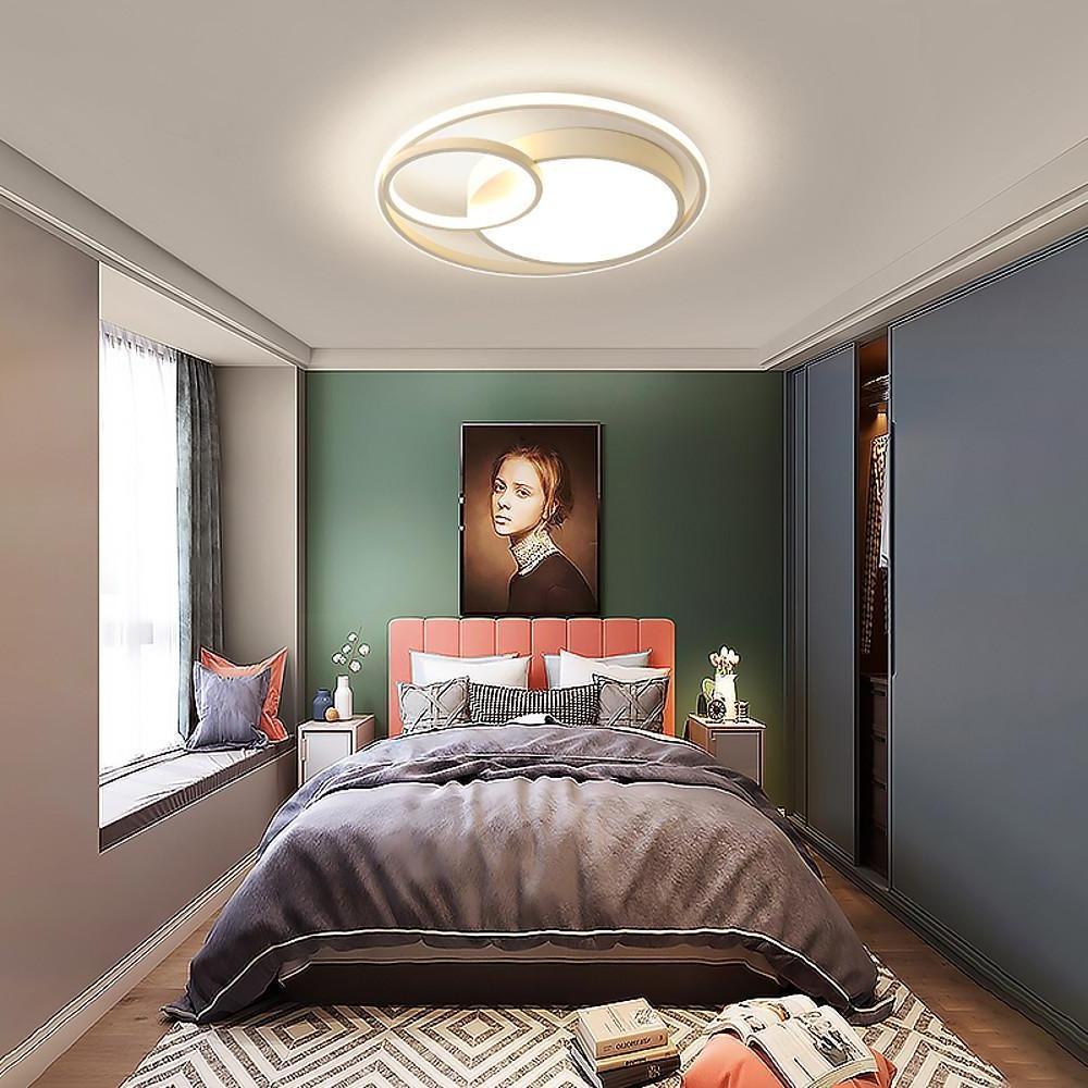 Circular Minimalist Bamboo Flush Mount LED Light Bedroom Ceiling Lights