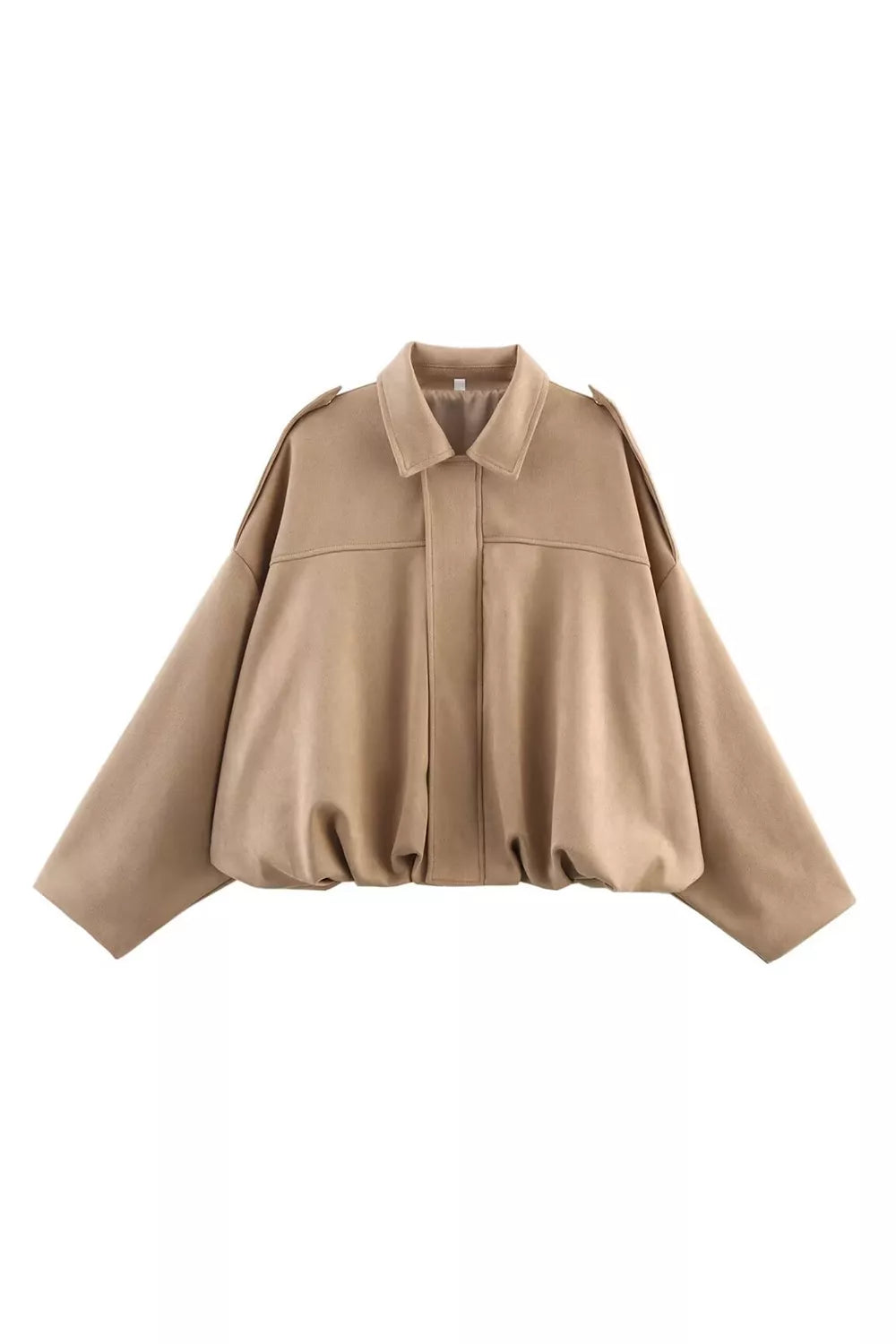 Collared Neck Dropped Shoulder Jacket