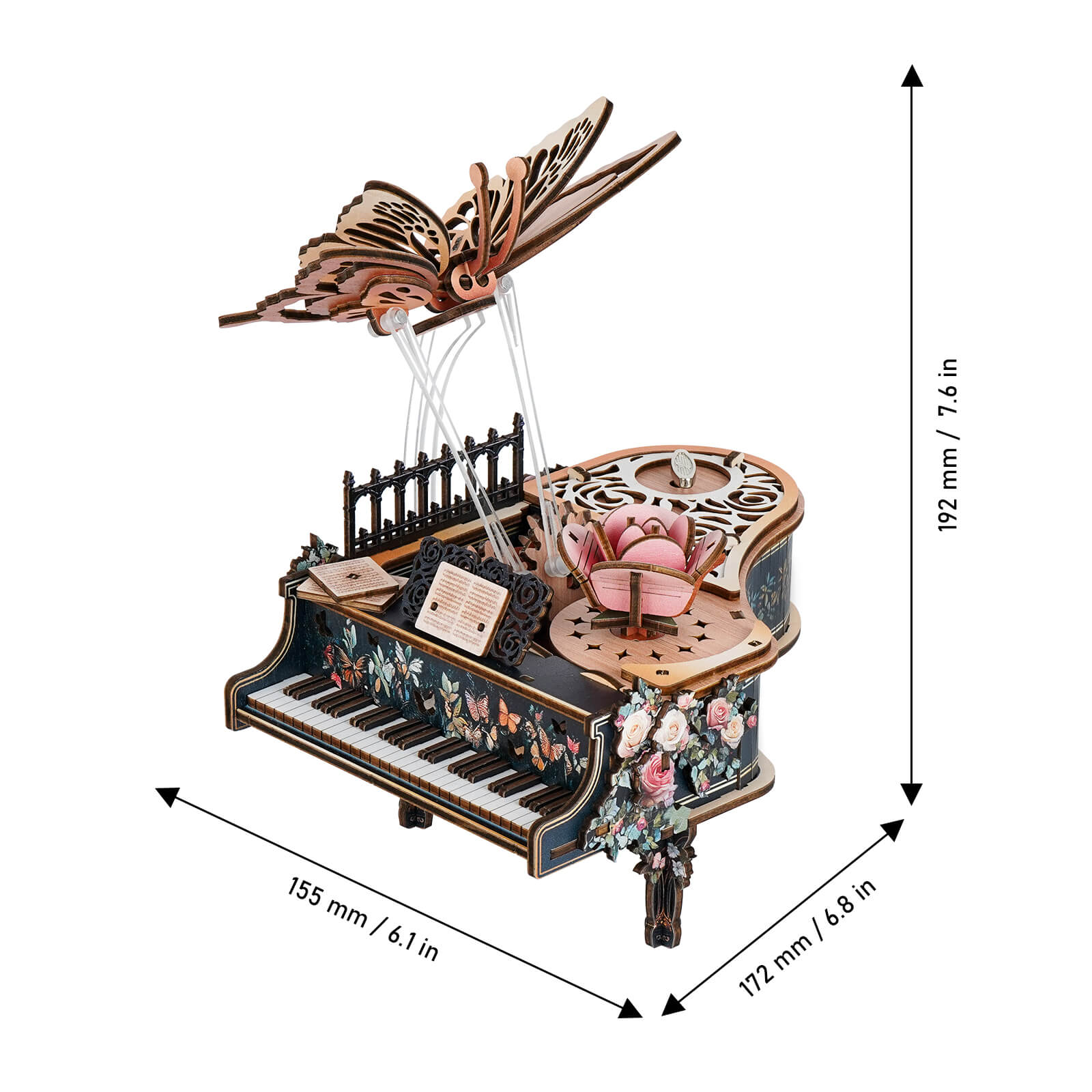 Floral Waltz â€“ DIY Wooden Music Box, 3D Puzzle Craft Kit