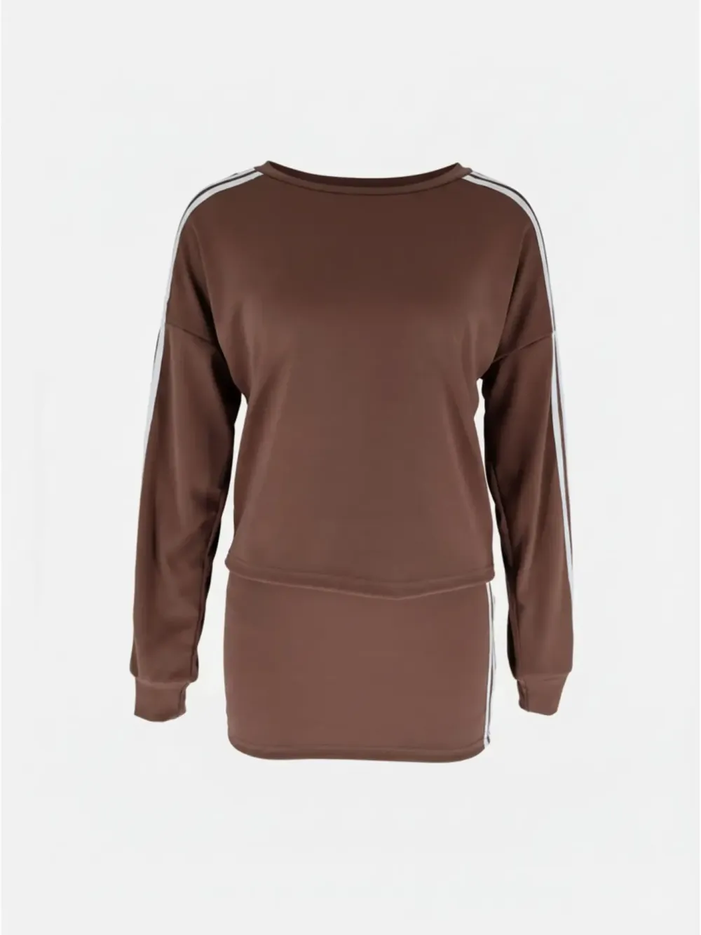 Women's Sporty Fitted Short Dress Set, Sportswear Set, Long Sleeve Slim Fit Casual Two-Piece