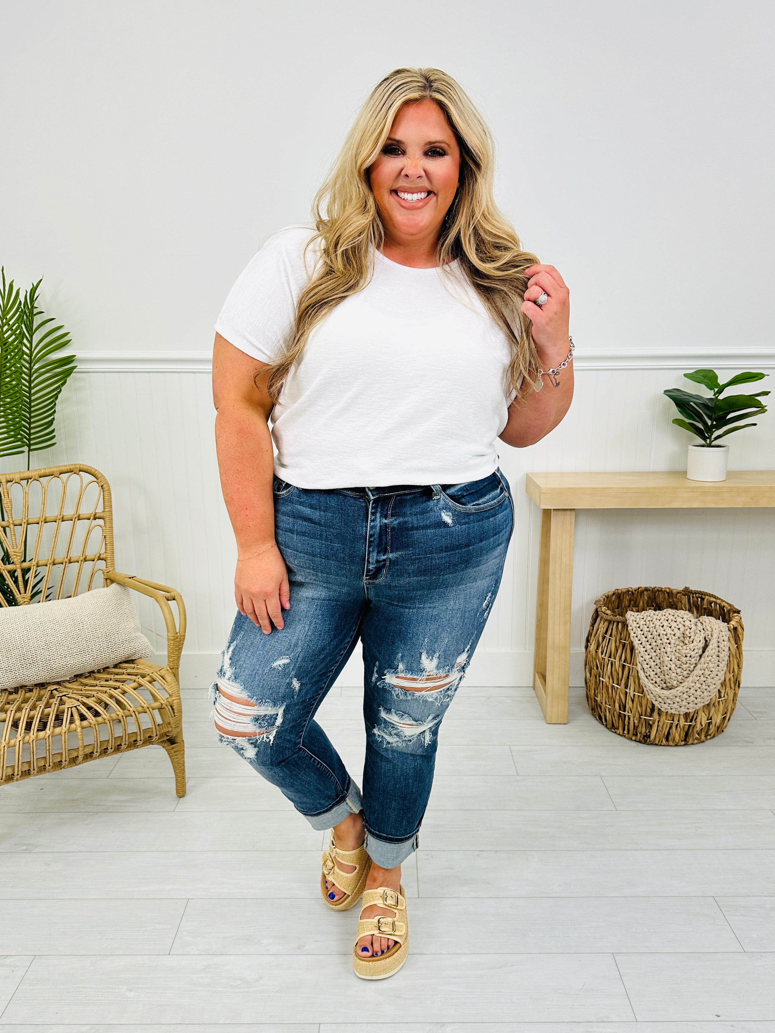 Judy Blue Plus/Reg Now Or Never Cropped Boyfriend Jeans