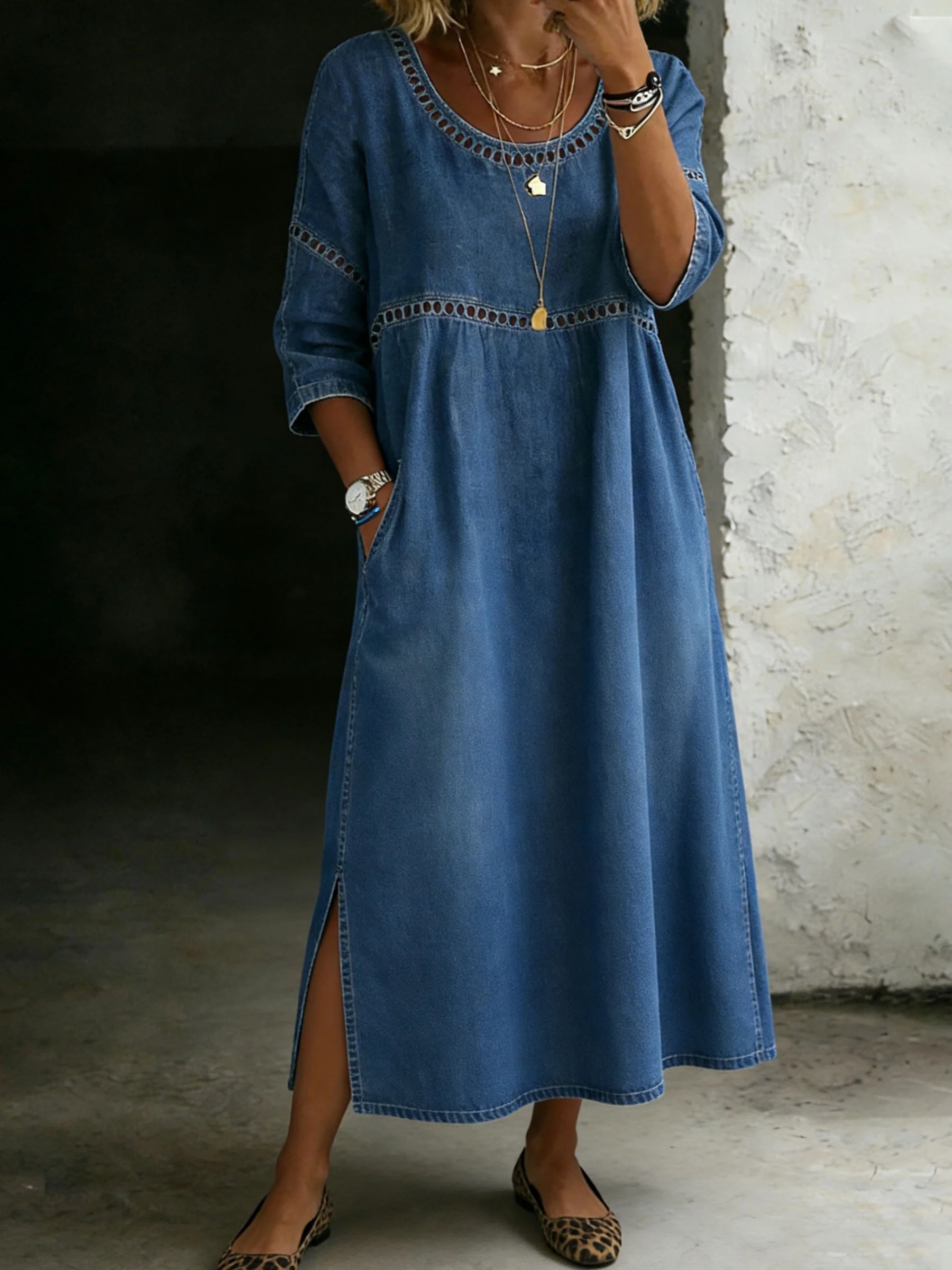 Women's Solid Color Casual Loose Denim Blouse Shirt