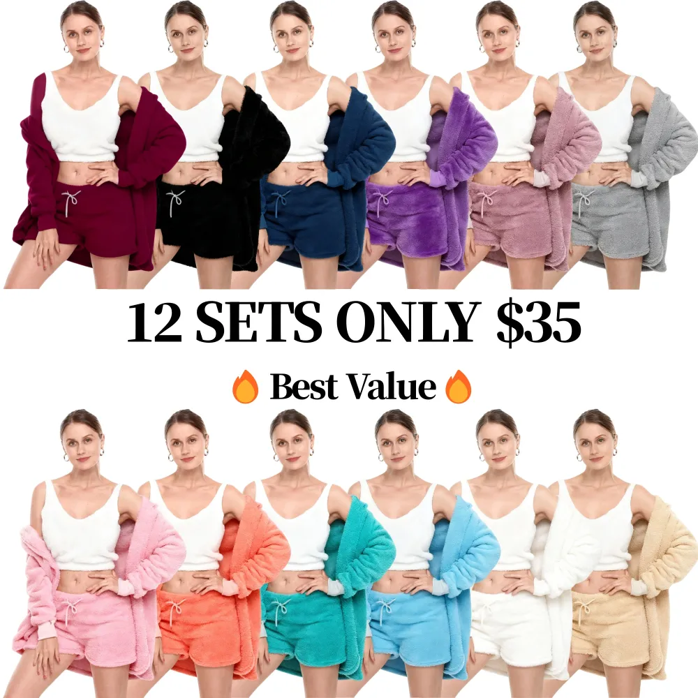 Women's Sherpa Fleece 3-Piece Cozy Loungewear Set