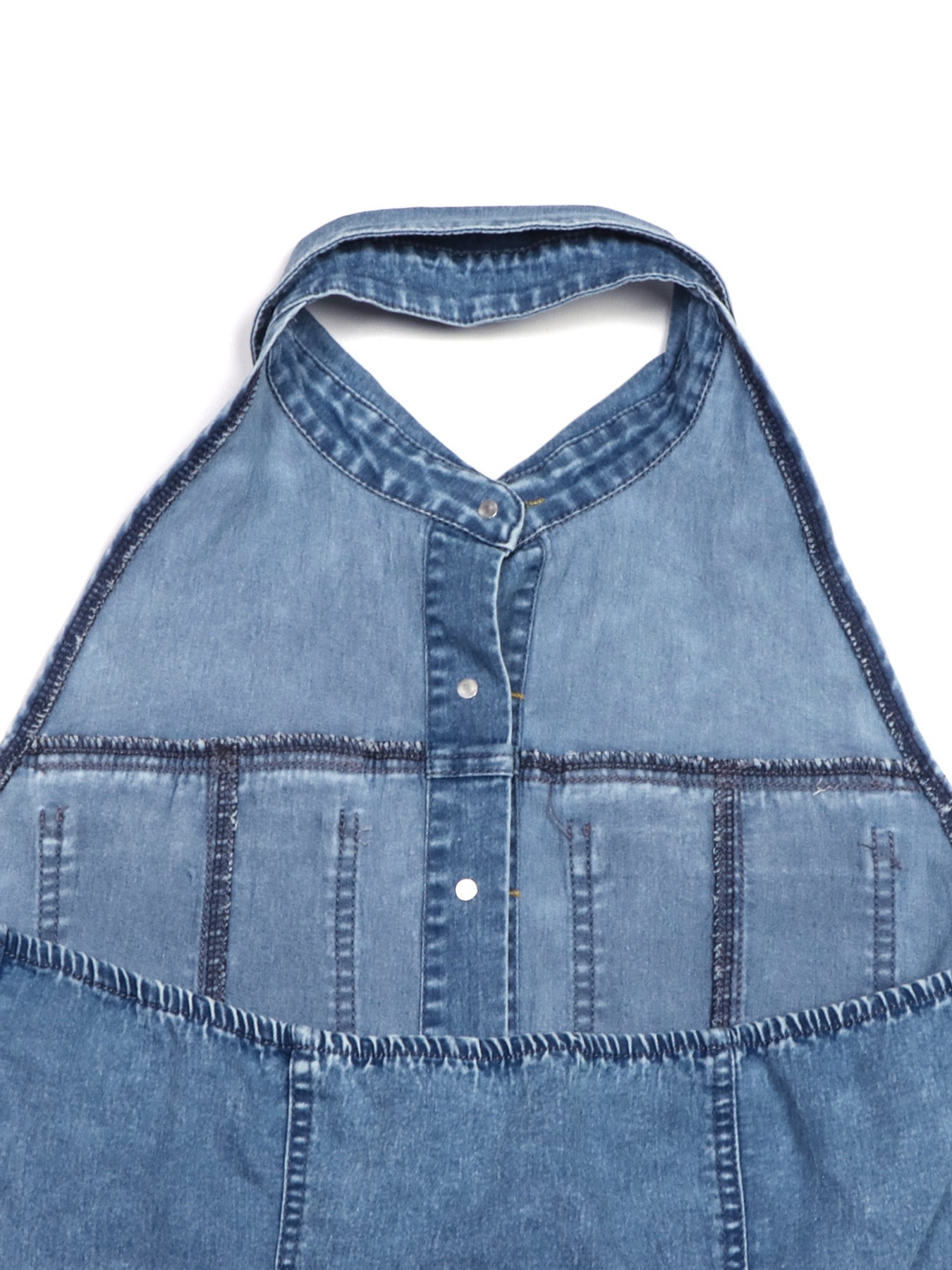 Halter Neck Button-Front Denim Dress