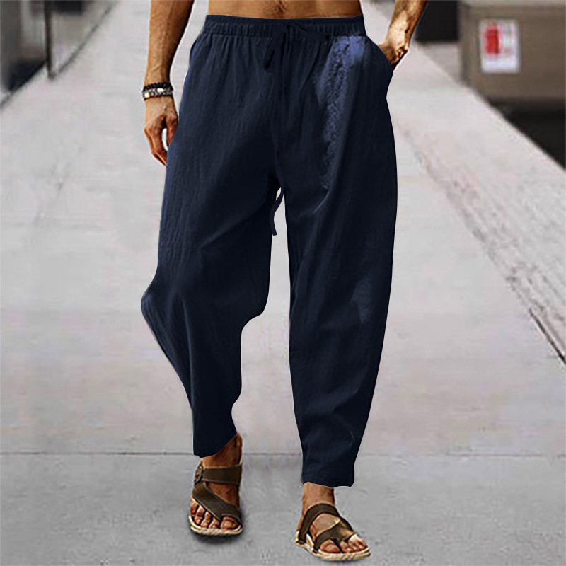 Men's Vintage Drawstring Casual Cotton Linen Pants