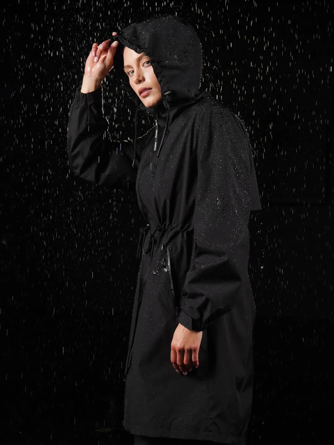 Long Line Waterproof Raincoat With Warmer brushed lining