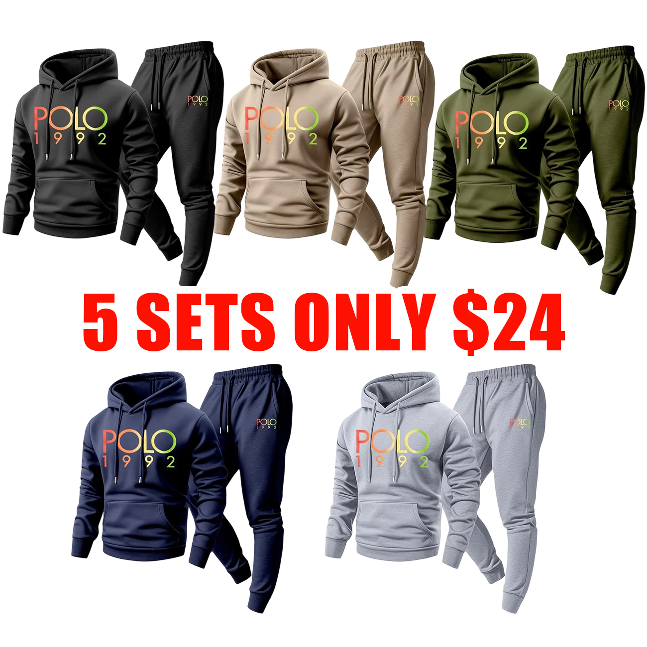 Men’s Casual Printed Hoodie & Drawstring Sweatpants Set