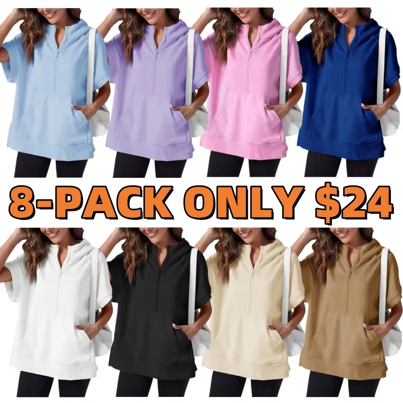 Womens Oversized Half Zip Hoodies with Pockets