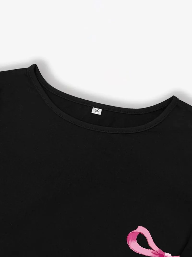 Two-Piece Set Women's Bowknot Print Regular Fit Round Neck T-shirt And Pants