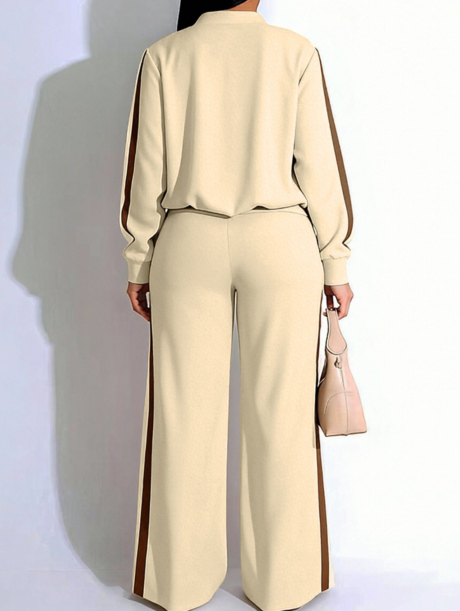 Zippered casual color-block suit for women_CWSS01455