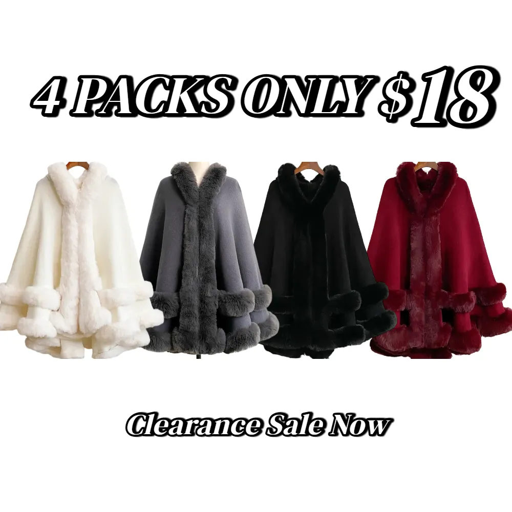Luxury Faux Fur Hooded Cape Shawl