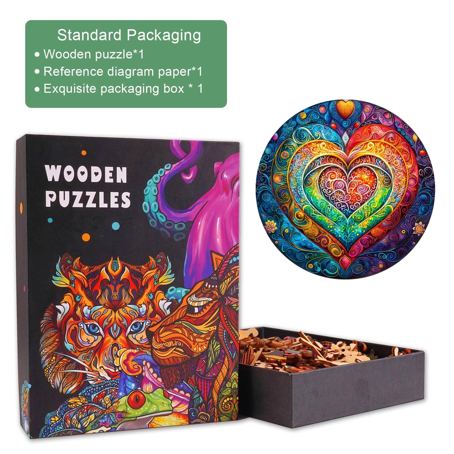 Mandala Heart Wooden Jigsaw Puzzle