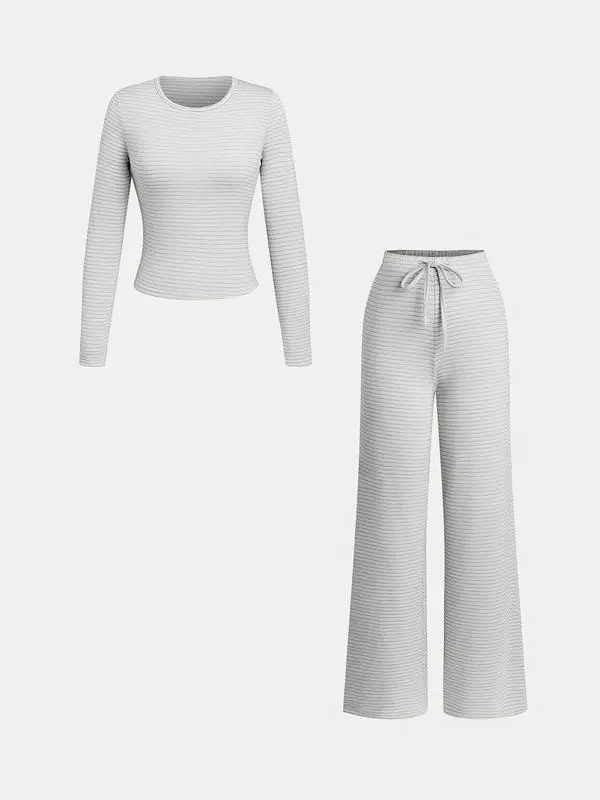 Women's Casual Striped Top & Pants Set