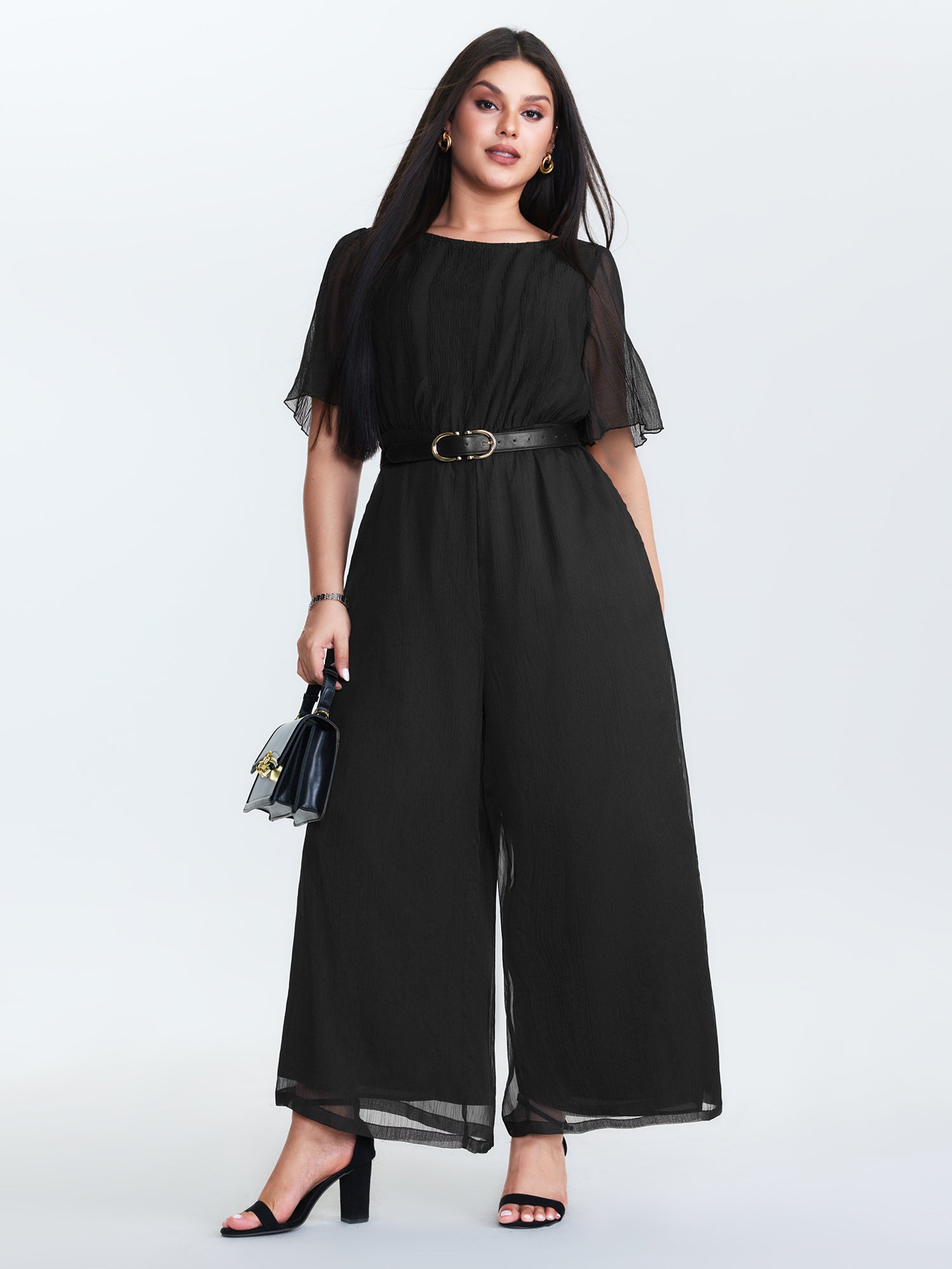 Sheer Textured Flowy Jumpsuit