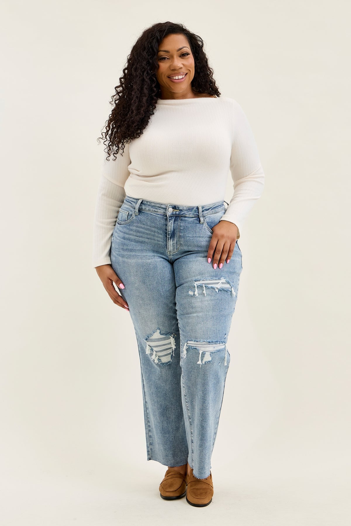 Brenda Retro 90s Destructed Straight - PLUS