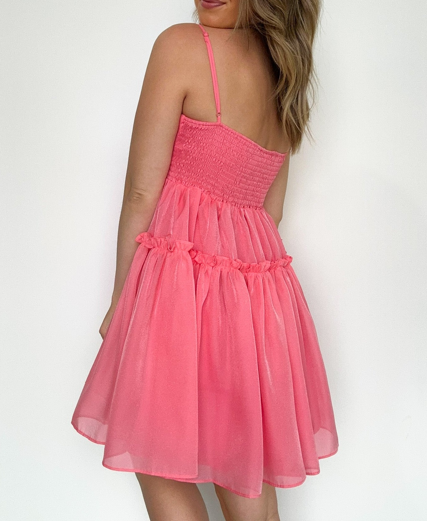 Pristine Presence Smocked Ruffle Dress