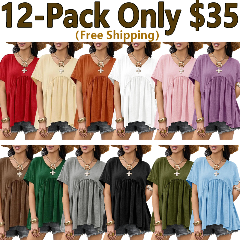 Women's Summer V-Neck Peplum Top