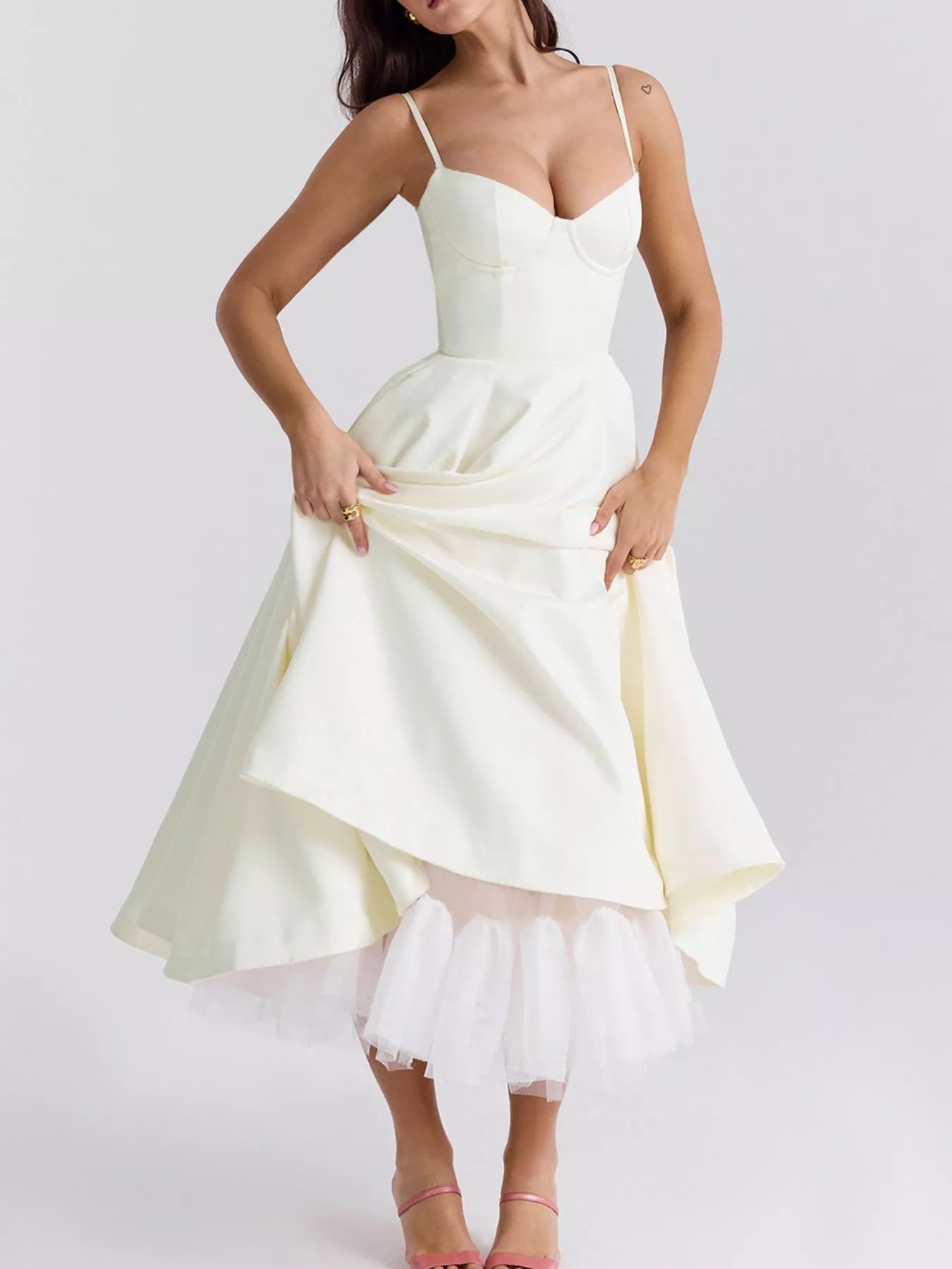 Sweetheart Neck A-Line Midi Dress