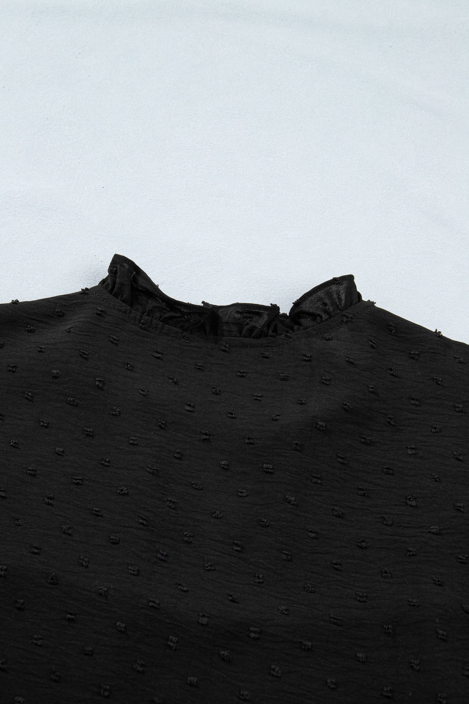 Black Plus Size Swiss Dot Ruffle Lace Trim V Neck Tank Top