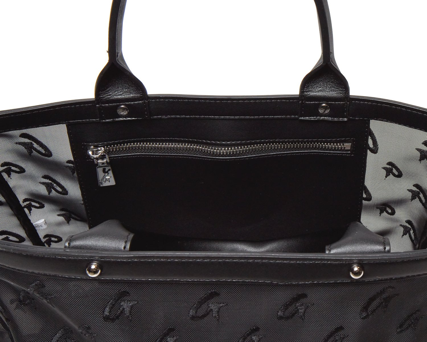 MESH MONOGRAM TOTE - BLACK