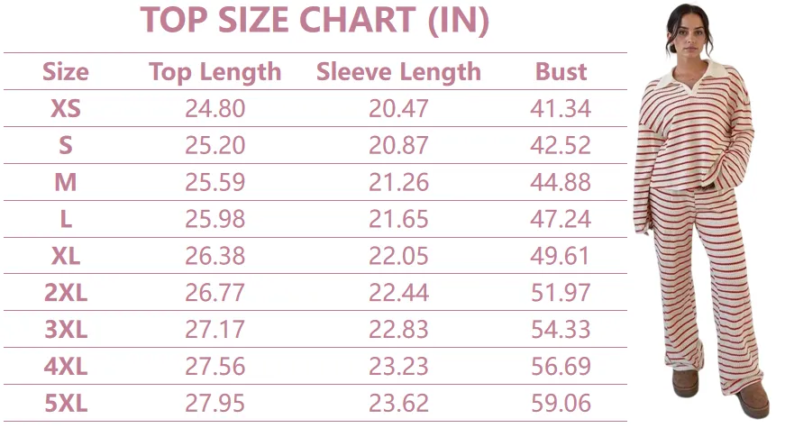 Women's casual color-block striped two-piece set