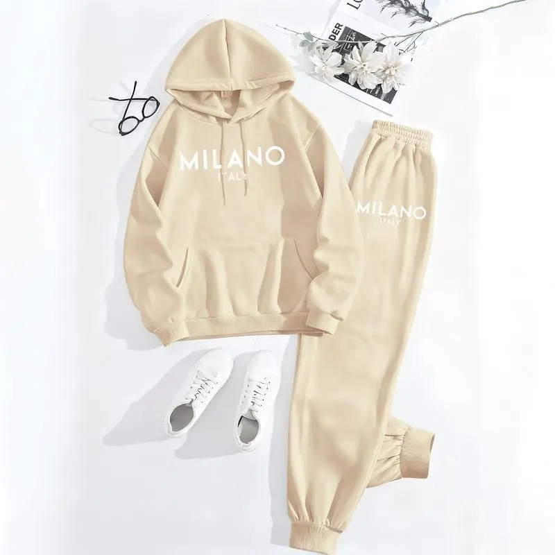 Women’s Printed Hoodie & Drawstring Sweatpants Set
