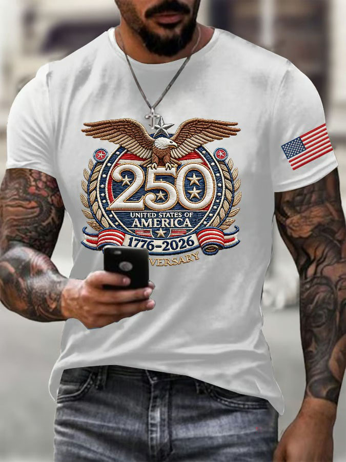 Men'S American Flag Commemorative 250Th Anniversary Classic Pattern Short Sleeve T-Shirt