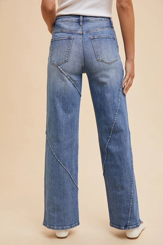 Wear Decorative Seams Wide Leg Jeans