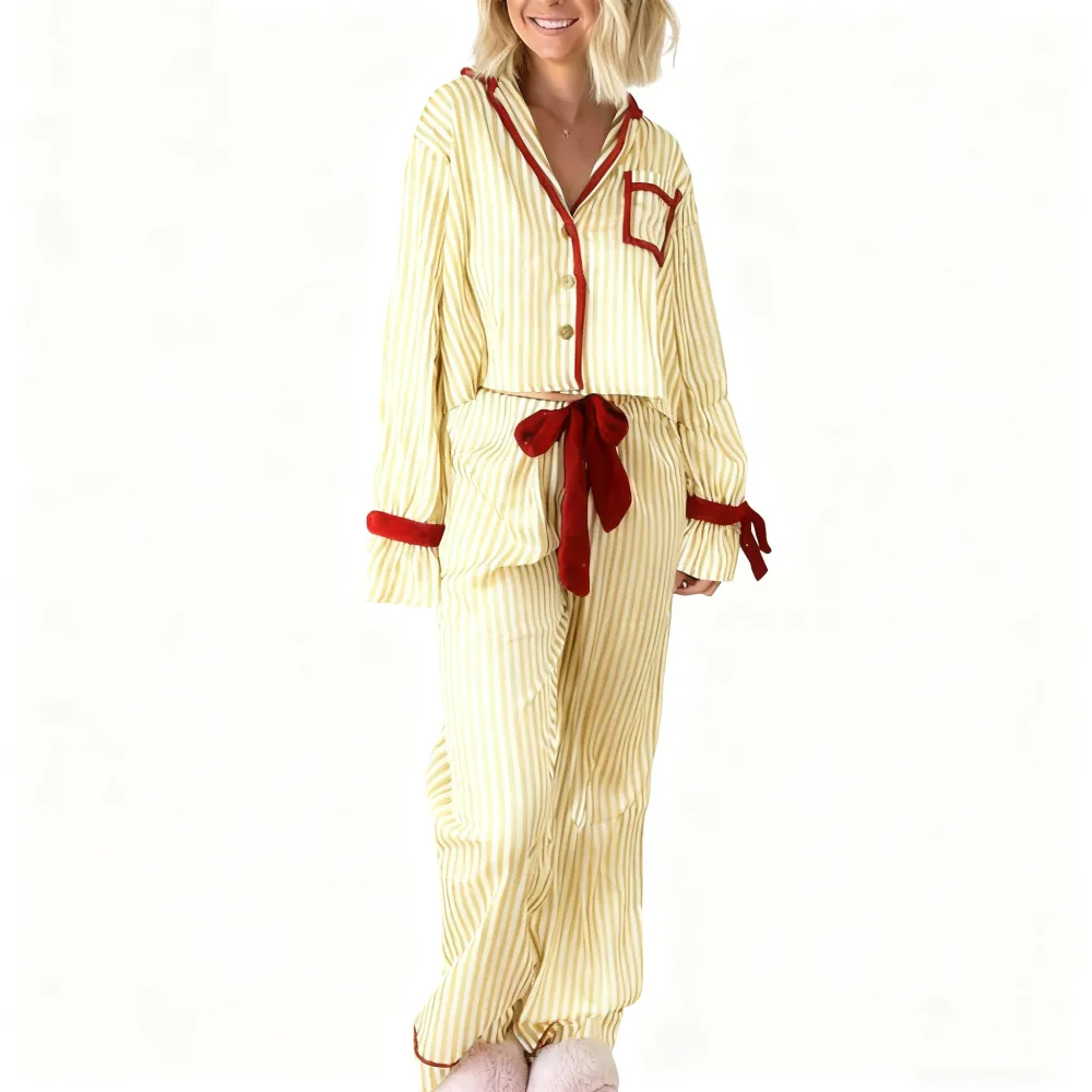 Womens Striped Pajama Set