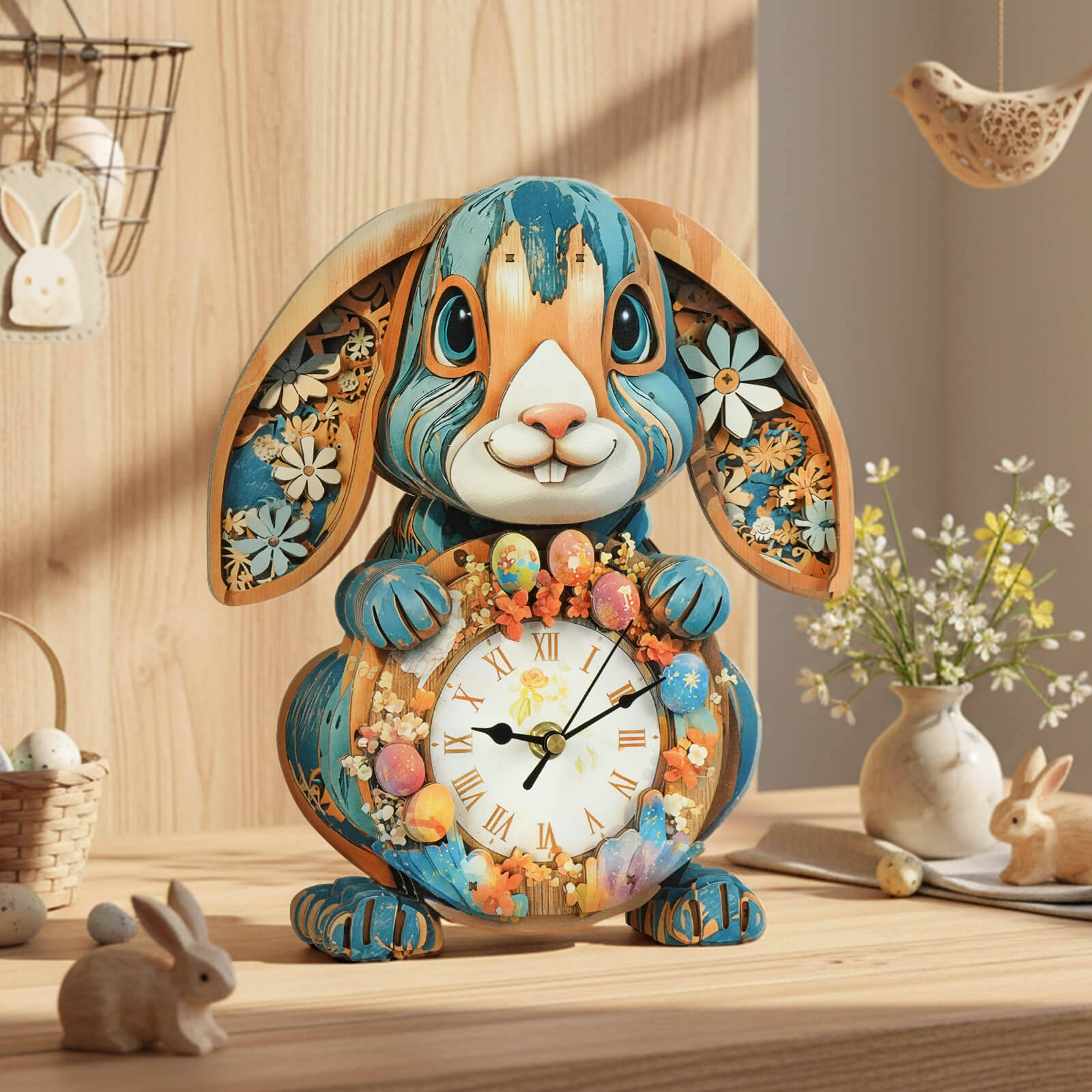 Rabbitâ€“ DIY Wooden Clock, 3D Puzzle Craft Kit